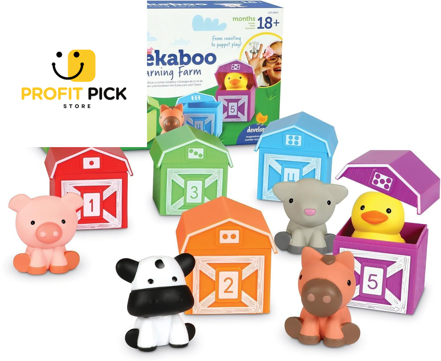 Peekaboo Farm Animal Toy Set for Toddlers 18+ Months - 10-Piece Learning Activity-image