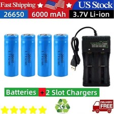 Battery 3.7V Li-ion LED flashlight headlamp 26650 Rechargeable Batteries LOT US 