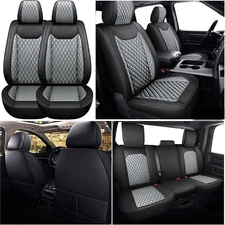 Leather Car Seat Covers Full Set Cushion-For Dodge Ram 1500 2008-2024 2500 3500