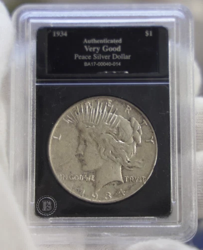 1934 S US Peace Silver Dollar $1 Bradford Slab Better Date