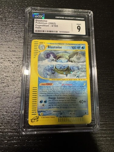 Blastoise Pokémon 2002 Expedition 4/165 Holo CGC 9