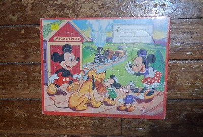 Mickyville Vintage Mickey Mouse & Minnie Mouse Puzzle 1960s, Wrapped In Plastic