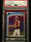 2024 PANINI DONRUSS JAYDEN DANIELS OPTIC RATED ROOKIE PREVIEW RED & GREEN PSA 9