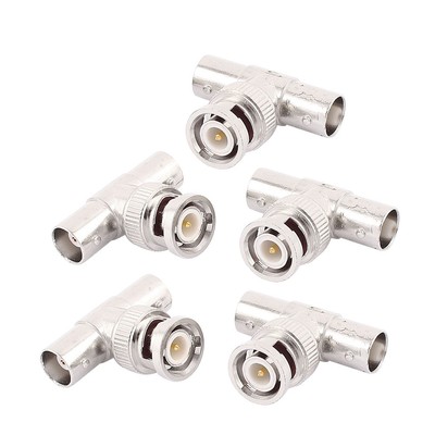 5 x BNC Q9 3 Way T Connector 1 Male to 2 Female Video Adaptor