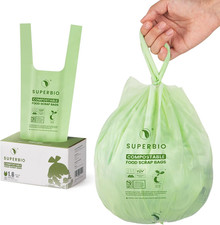 1.6 Gallon Handle Tie Compostable Food Scrap Bags for Counter Top Compost Bin, S