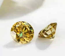 Natural Yellow Color 2 CT Round Cut Lab Grown CVD Diamond VVS1 Certified Pair