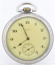 ELGIN Gr. 387, 16s 17j, 24123714 POCKET WATCH, RUNS, FOR REPAIR JC