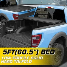 5ft 60.5" FRP Hard Tri Fold Low-pro Tonneau Cover for 2016-2025 TYT Tacoma Black