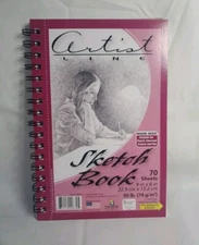  Artist Line Sketch Book Drawing Journal 70 Sheets Spiral 9"X 6" Medium Weight