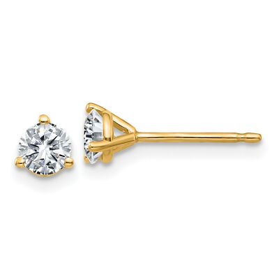 Ohrringe 14 Karat Gelbgold 1/2 kt 4 mm rund D E F reiner leichter Moissanit