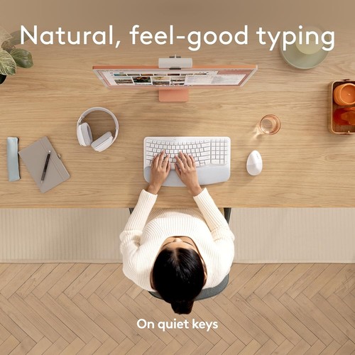 Logitech Wave Keys for Mac, Wireless Ergonomic Keyboard with Cushioned Palm Rest - 第 3/4 張圖片