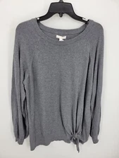 LC Lauren Conrad Sweater Womens XL Gray Boat Neck Twist Waist Pullover NWT