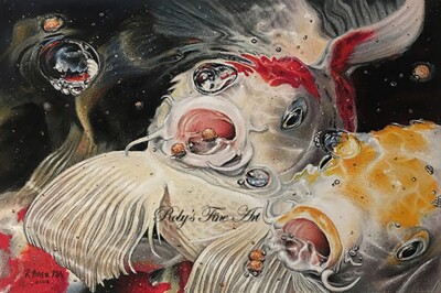 Limited Edition Koi Fish Print ''Over The Lips'' Giclee By Roby Baer PSA