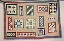 WH2 - Mini Quilt, Sampler, Table Covering, Wall Hanging, Sampler, 34 X 50 in.