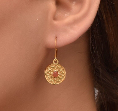 Masterly Crafted Carnelian 14K Gold Plated Earring
