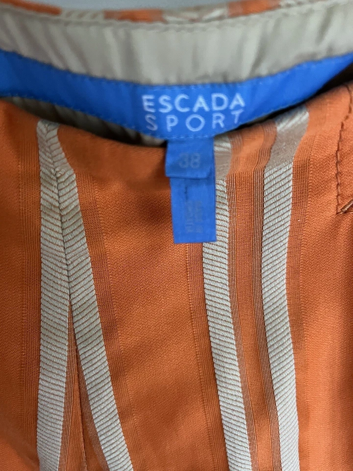 Escada Sport Women's Sz 38 (US 8) Orange w Beige striped Straight Leg Pants - Изображение 4 из 4