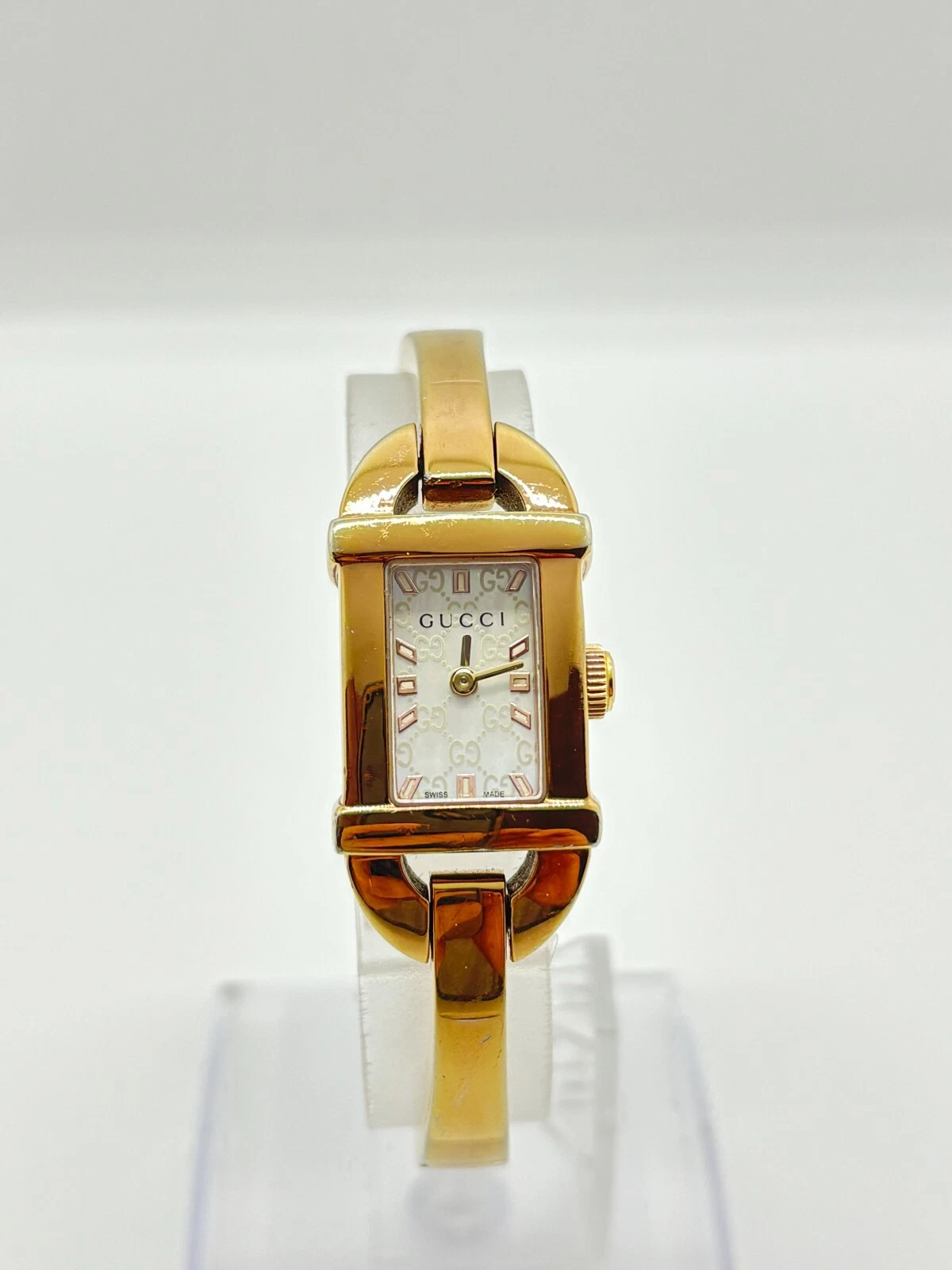 [Exc+5] Montre GUCCI 6800L Bracelet Or Cadran GG Montre Vintage Occasion Fonctionne