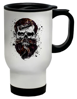 Hipster Bart Totenkopf Travel Mug Rock Gothic Bart Friseur Tasse Geschenk