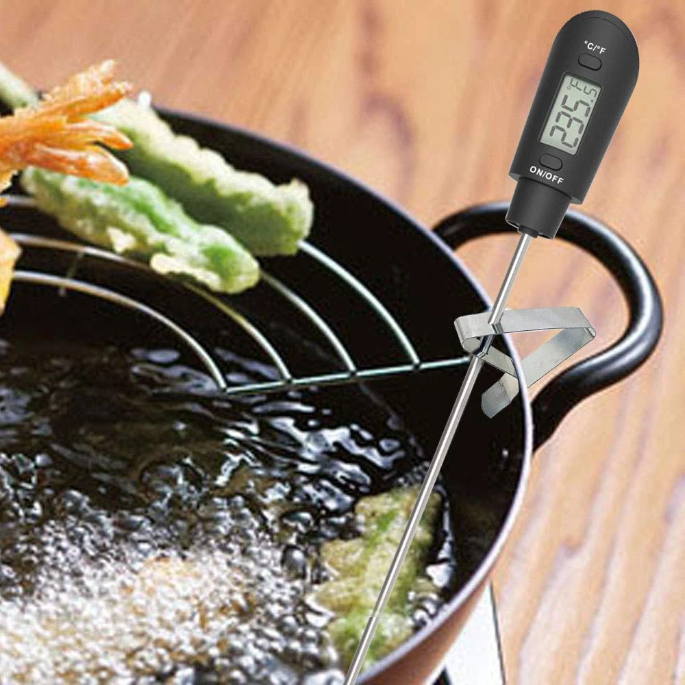 Digital Meat Thermometer Spatula Pot Clip 9" Probe BPA Free Silicone Kitchen