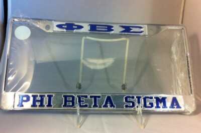 Phi Beta Sigma Fraternity Three Greek Letter License Plate Frame-Silver/Blue-New