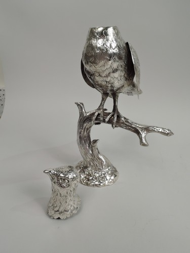 Antique Spice Box Figural Animal Bird Perched on Branch German 800 Silver - Picture 4 of 8