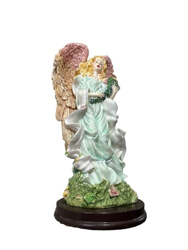 Heritage House Eternal Joy Resin Heavy Angel Figurine Holding Flowers Wood 8.5" - Picture 3 of 4