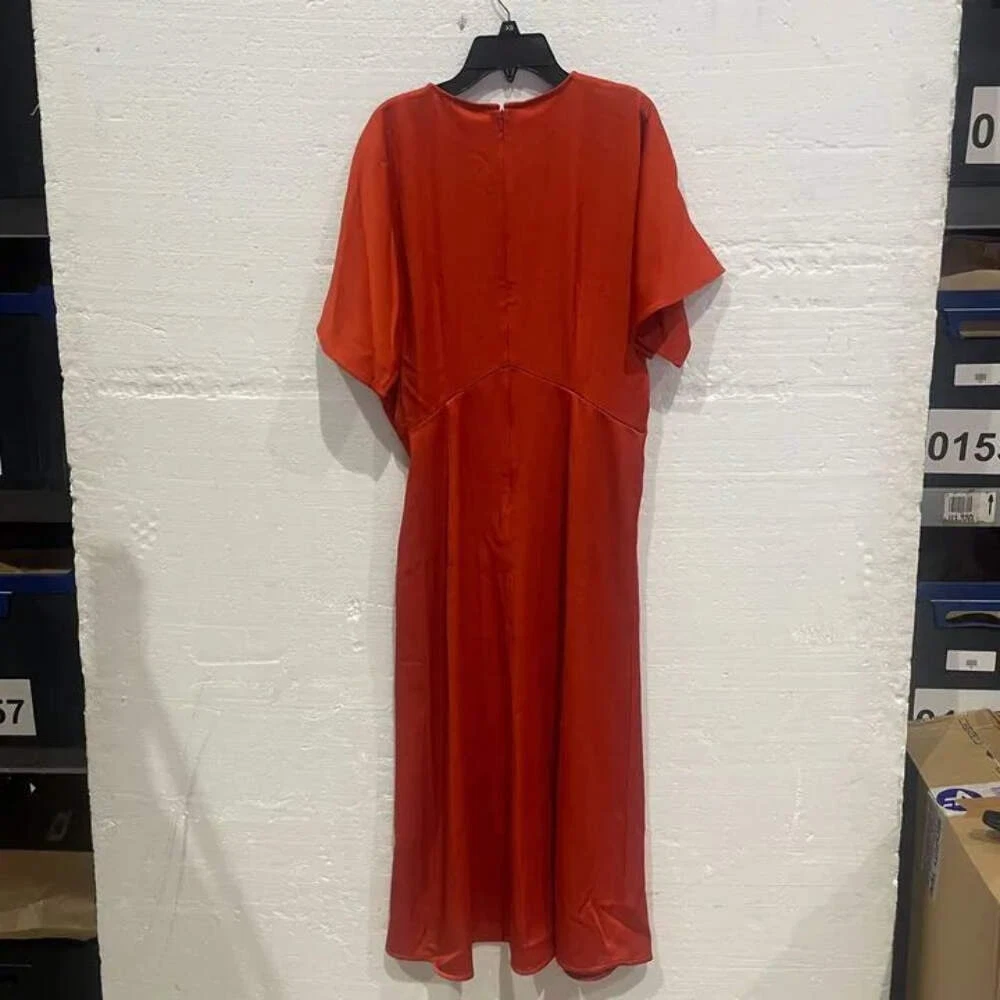 Michael Kors Mf381Oi99G 887 M Arancione Svolazzante Abito Midi Taglia:Media