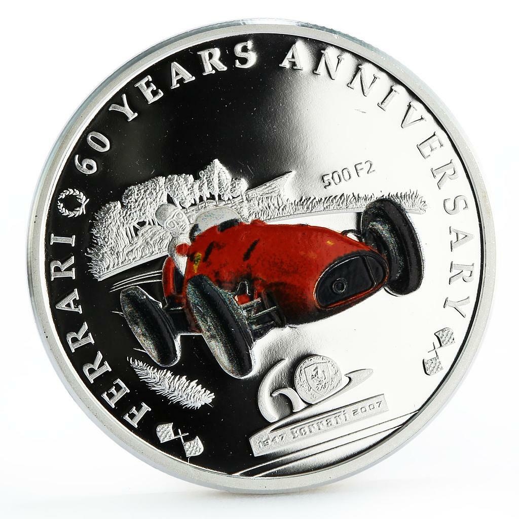 Palau 2 dollars 60th Anniversary of Ferrari 500 F2 Bolide silver