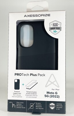 Axessorize PROTech Plus Hard Case + Screen Protector for Moto G 5G(2022) - Black