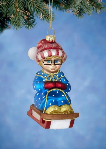 Ashton Drake Mrs. Beasley Glass Ornament Collection "Winter Fun Mrs. Beasley"