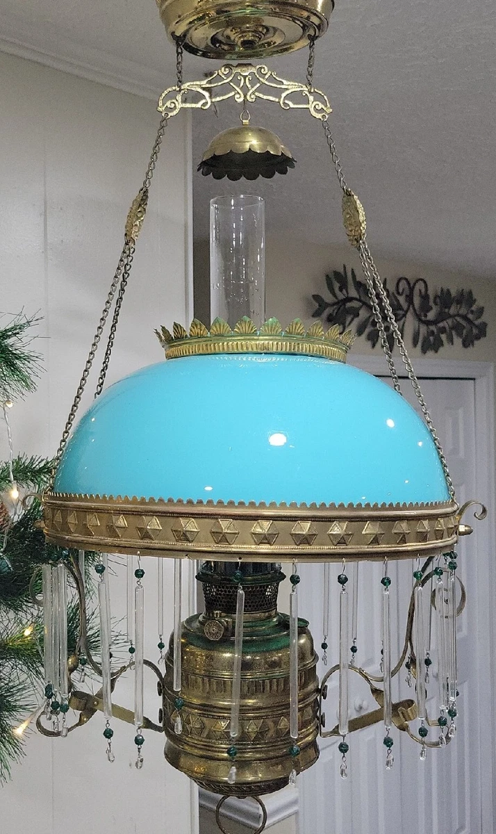 Hanging oil lamp antique deals
