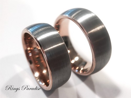 Rosegold Wolfram Ring Herren Damen Ring Eheringe Männer Verlobung Versprechen Ring - Bild 11 von 41