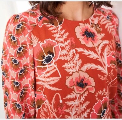 WHITE STUFF ~Poppy Top Pink/Red Mix UK 8