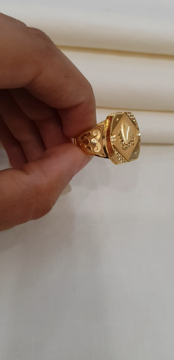 Vintage 22K Gold Men Ring Plain Yellow Gold Solid Ring For Gift
