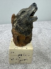Gray wolf Marka gallery Statue Resin Carving Signed M Gryston Art Wolf  7 inch