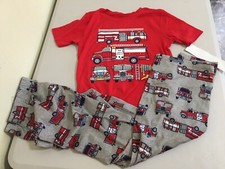 New Carter's Firetruck Pajama Set Poly Boys Size 4