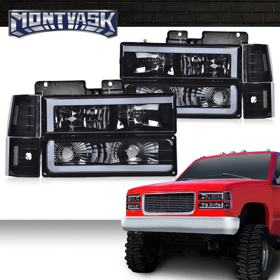 Apto para 94-00 Chevy GMC C/K 1500 2500 3500 LED DRL faros parachoques lámparas humo Foto 2 de 4