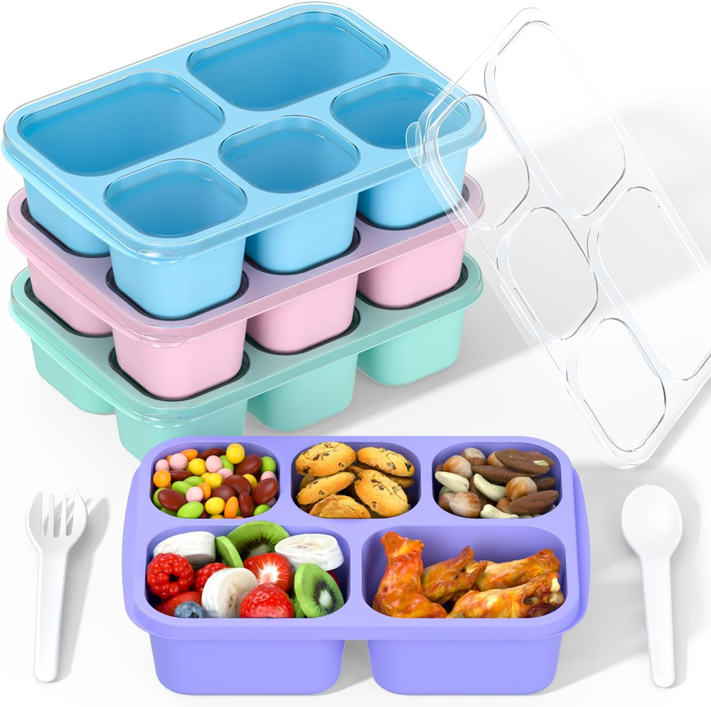 Bento Box Lunch Box 4-Pack Meal Prep Containers for Kids and Adults