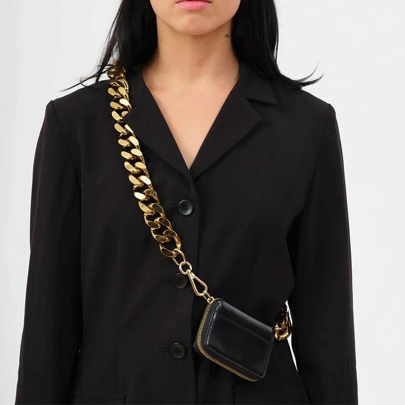 Thick Crossbody Bag Strap in Black & Gold