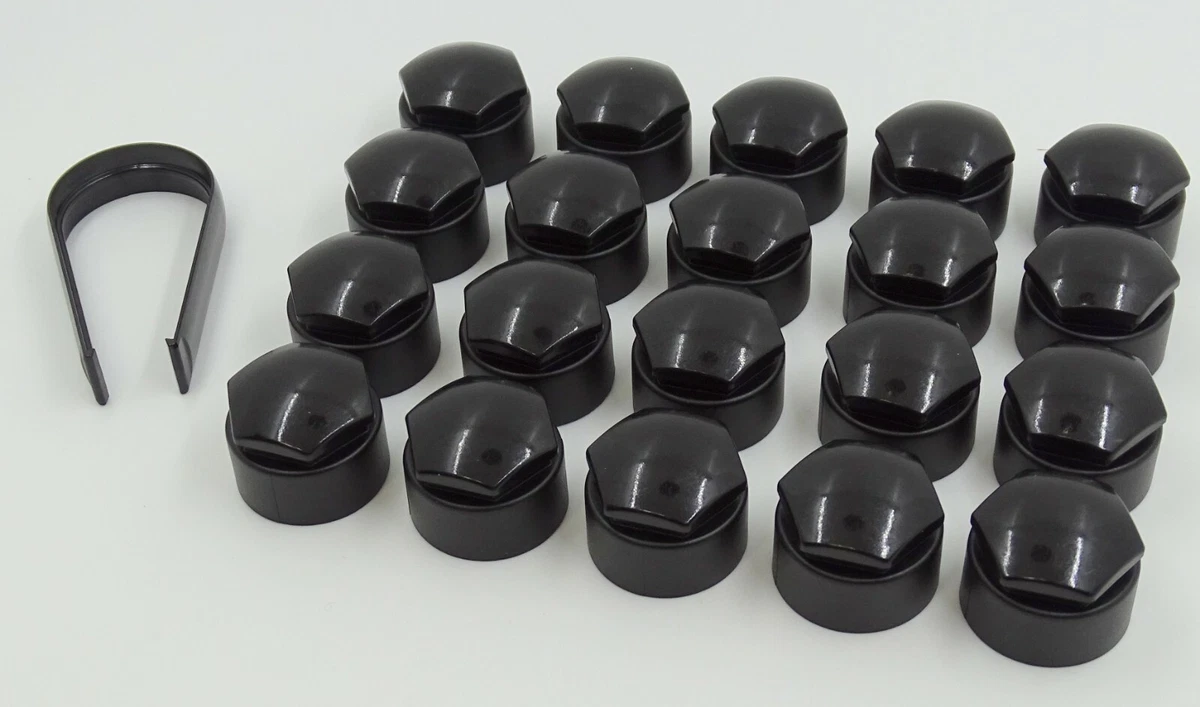 NEW WHEEL NUT COVERS FOR AUDI A1 A3 A4 A5 A6 A7 TT BOLT CAPS 17mm BLACK ROUND