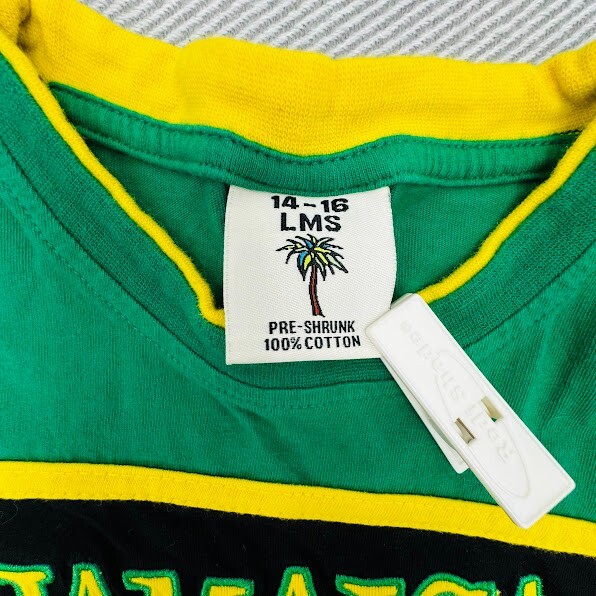 LMS Jamaica T-Shirt Youth Size 14-16 Green Cotton Short Sleeve Embroidered