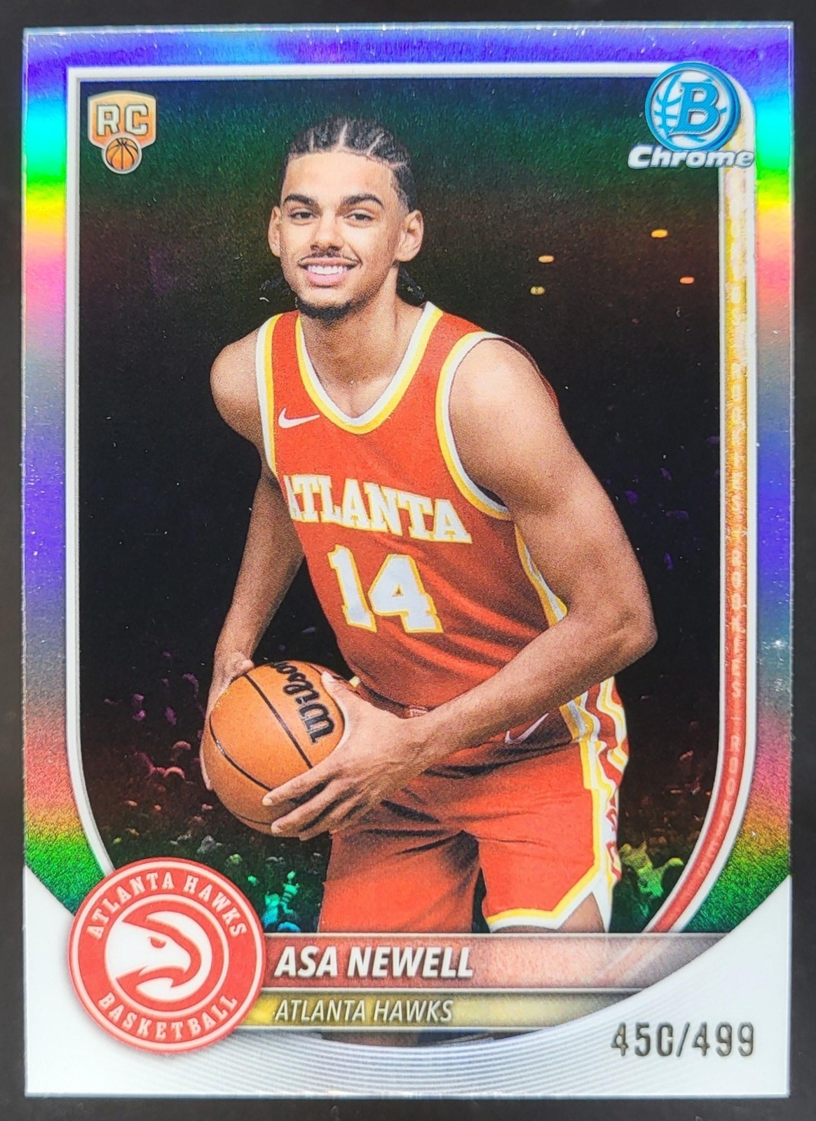 2025-26 Bowman Asa Newell Chrome Refractor /499 #BCV-23 RC Atlanta Hawks DD5