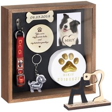 8.6'' Pet Memorial Shadow Box, Pet Remembrance Sympathy Gift with Wood Pictur...