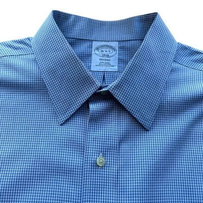 Brookes Brothers Regent Shirt Blue Mens 16” NON IRON - Image 1 of 4