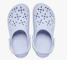 Crocs Kids Classic Floral Cut Out Clogs Purple Moon Unisex Big Kid Size 5