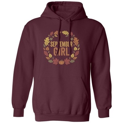 September Autumn Wreath Retro Graphic Unisex Hooded Sweatshirt
