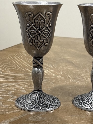 Vintage 1996 Carson Statesmetal Pewter Forevermore 7" Chalice Cup Set of 2 - Picture 3 of 13