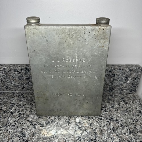 Abercrombie & Fitch Double Flask Prohibition Silverplate 1900s Slab