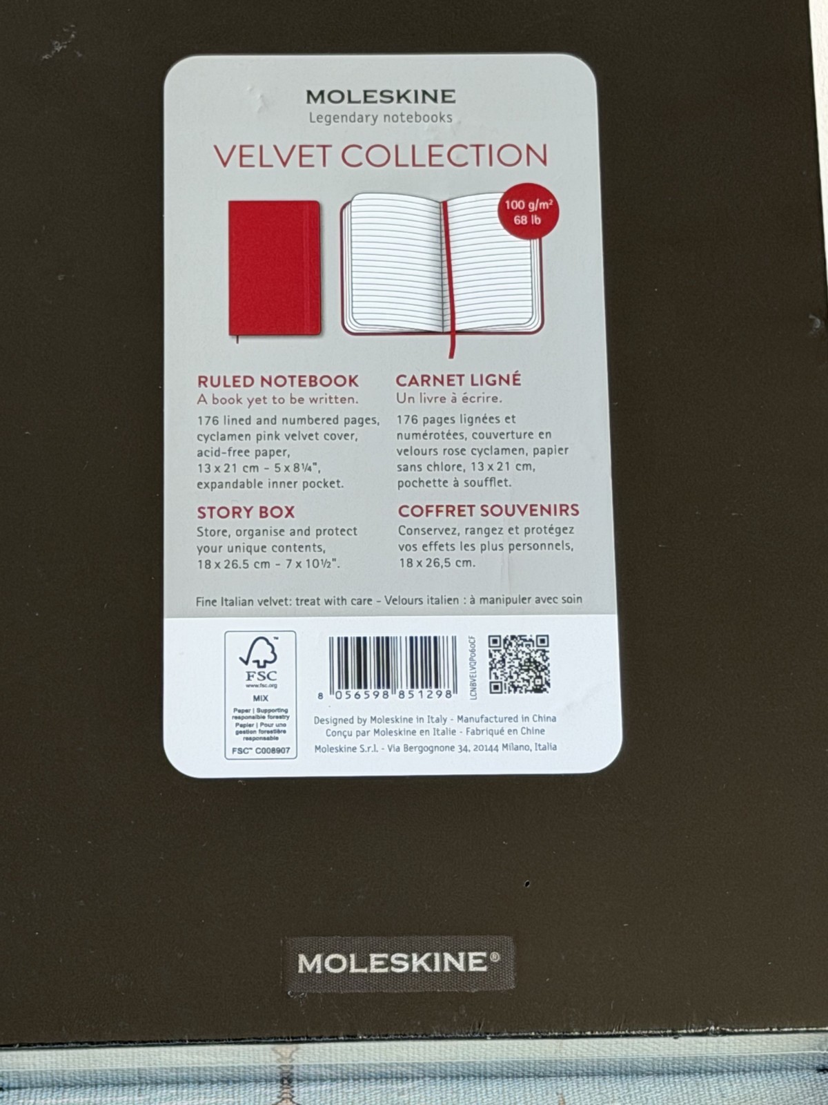 Moleskine Limited Edition Velvet Collection Notebook & Story Box Burgundy RRP£63