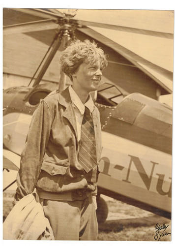 VINTAGE ORIGINAL 1930s AMELIA EARHART 7x9.5" PHOTO~BEECH-NUT TOUR PCA-2 AUTOGYRO